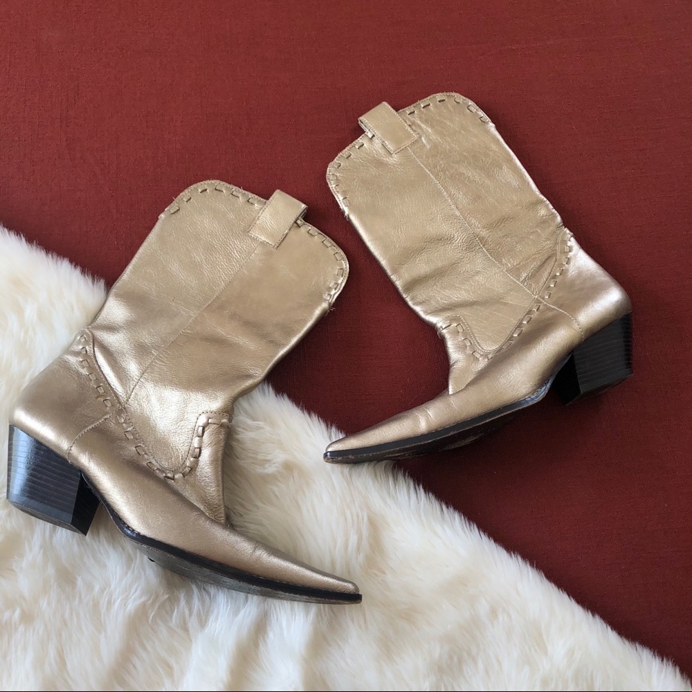 Michael Michael kors gold cowboy leather boots 8.5